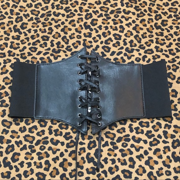 SHEIN Accessories - Shein Black Faux Leather Corset Belt NWT!